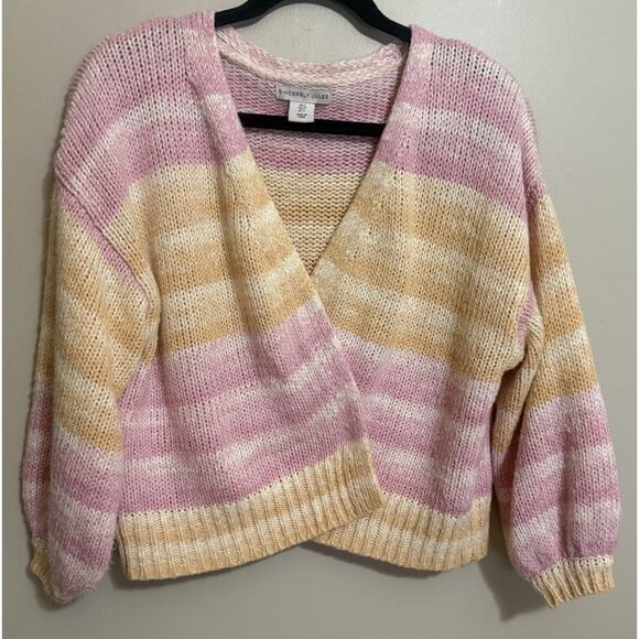 Sincerely Jules Small Knitted Open Front Long Sleeve V-Neck Sweater Pastels - Picture 3 of 8